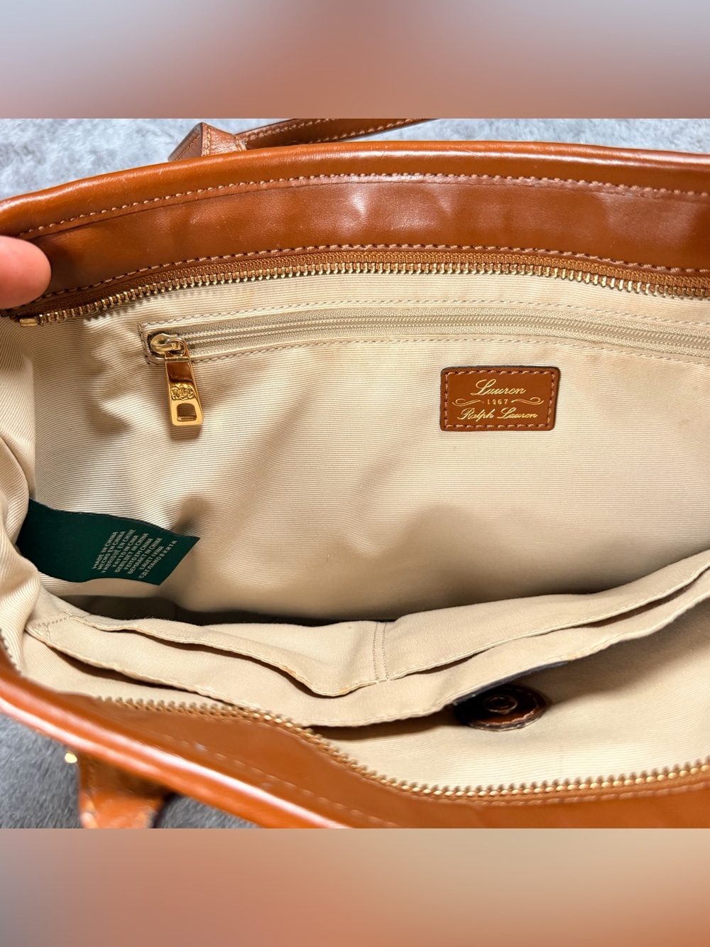 Lauren Ralph Lauren Straw Tote with Brown Leather Trim - Picture 6 of 11